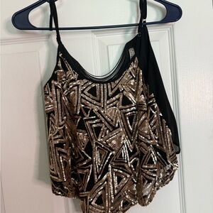 Black and Gold Sequin Women's Top
